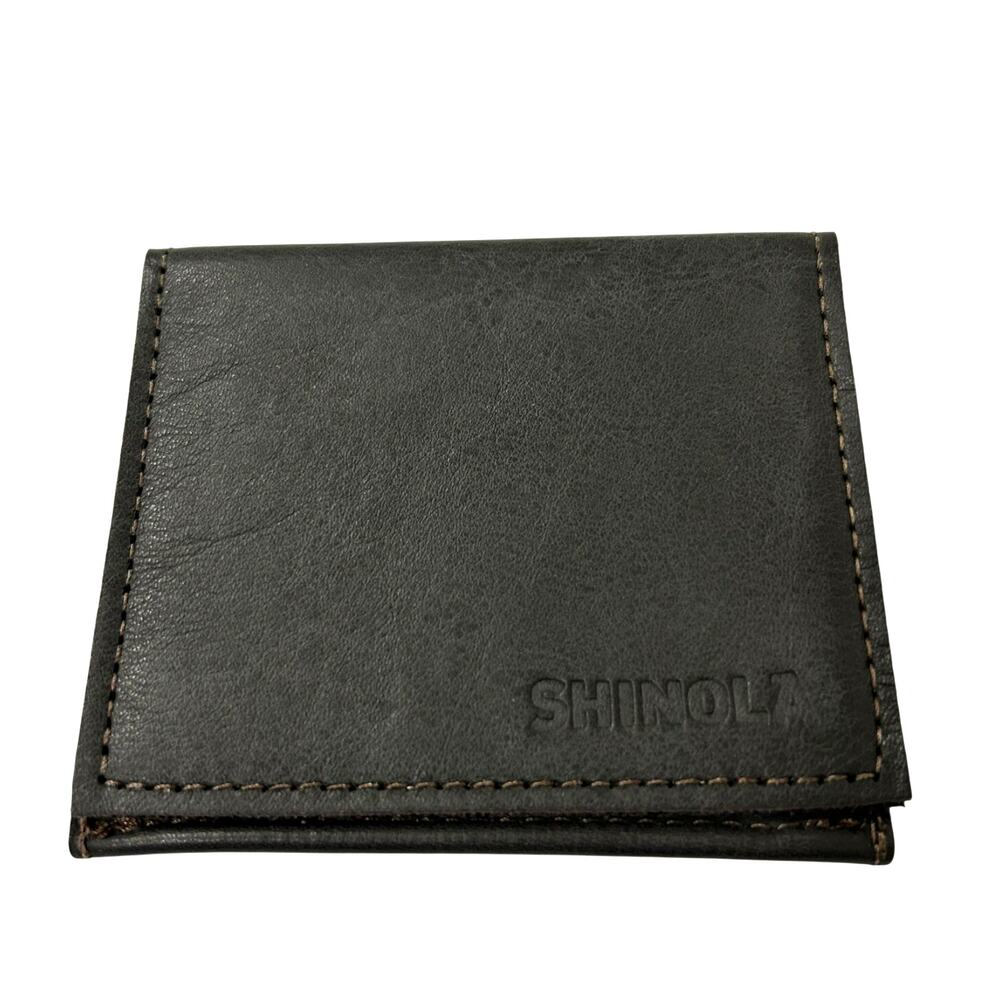 Shinola Detroit Soft Gray Leather Slim Mini Bifold Wallet Bill Holder